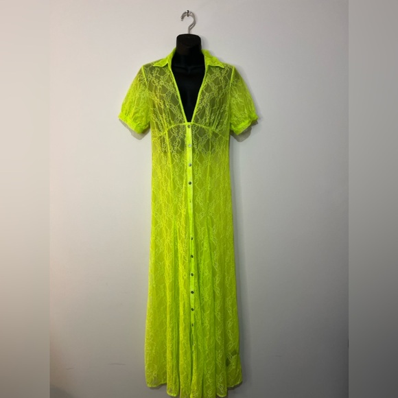 URBAN OUTFITTERS NEON LACE DUSTER DRESS - Picture 1 of 7